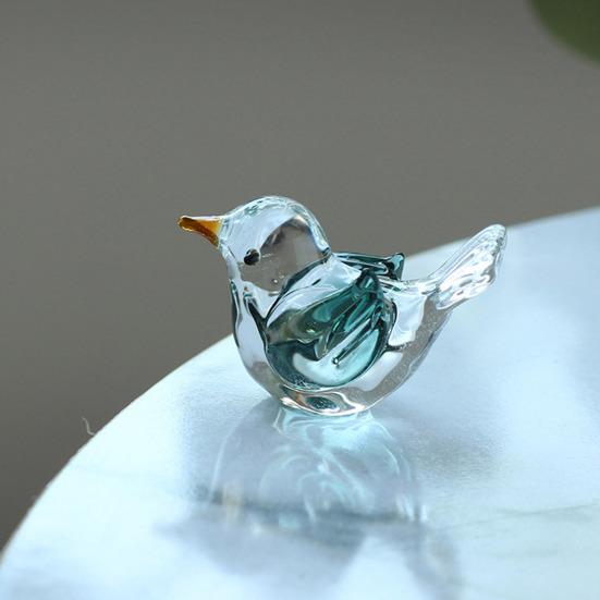 Blown Mini Bird Figurine Handcrafted Glass Tiny Bird Statue Collectible Bird Ornament for Living Room Bedroom Office Desktop Bookshelf Cabinet Decor