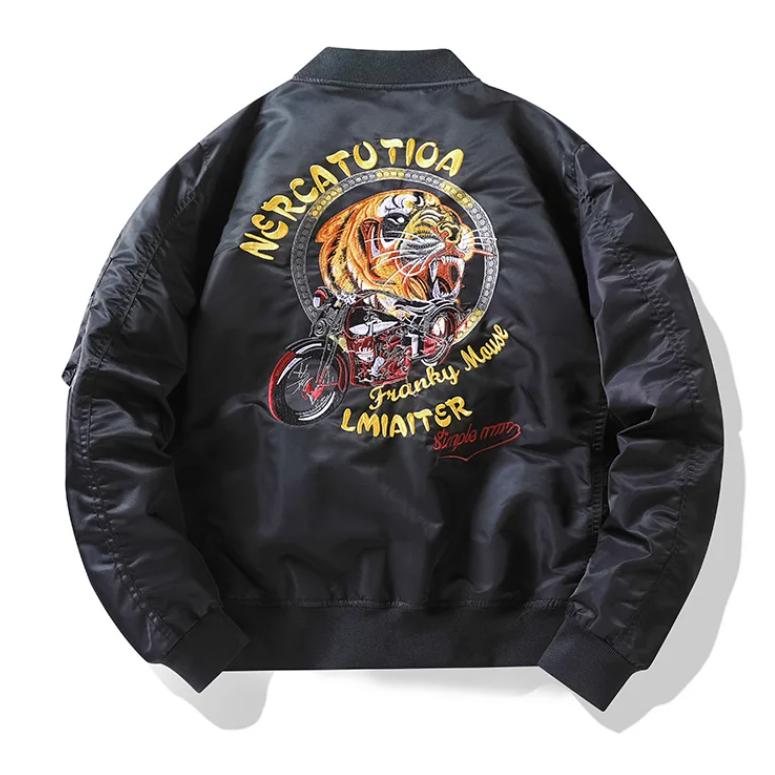 Herrjacka Höst Air Force Bomberjacka Herrbroderi Baseball Uniform Casual jacka