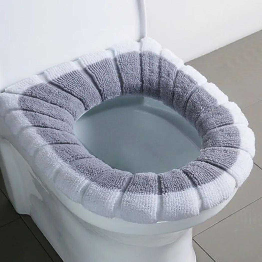 

Warm Toilet Seat Cover Mat Bathroom Toilet Pad Cushion Seat Closestool Cover With Handle Thicker Soft Washable Closestool Warmer