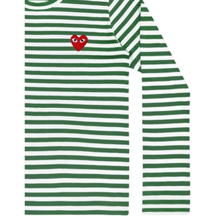 Comme des Garçons PLAY (DÁMSKÉ) COMME des GARCONS PLAY Pruhované tričko s dlouhým rukávem 'Zelená Bílá' Dámské AZ-T163-051-3