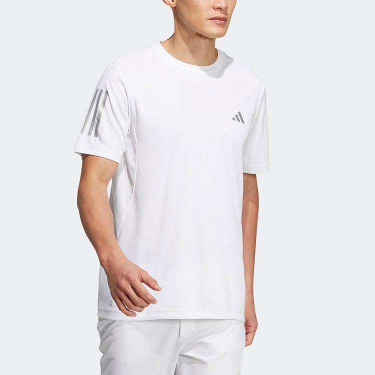 Adidas Aeroready Core T-Shirt With Striped Cuffs Casual Breathable Crew Neck Short Sleeve Men Tops White HS9040