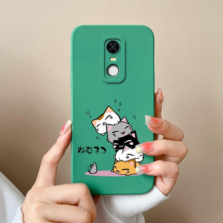 For Redmi Note 7S 9S 10S 7 8 9 10 9T 10T K80 Pro Max Plus Phone Casing Lovely Kitten Owl Pattern Square Liquid Silicone Protection Case For Redmi Capa