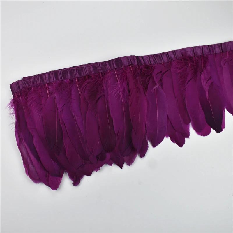 1Meter Colored Goose Feathers Trims Real Geese Feather Trim Tassel Fringe Ribbon White Black Feather Crafts Clothes Accessories