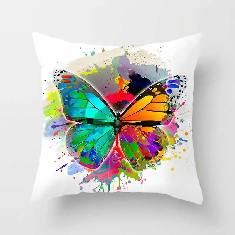 Office Living Room Home Pillowcase Watercolor Butterfly Pattern Pillowcase Car Ornaments