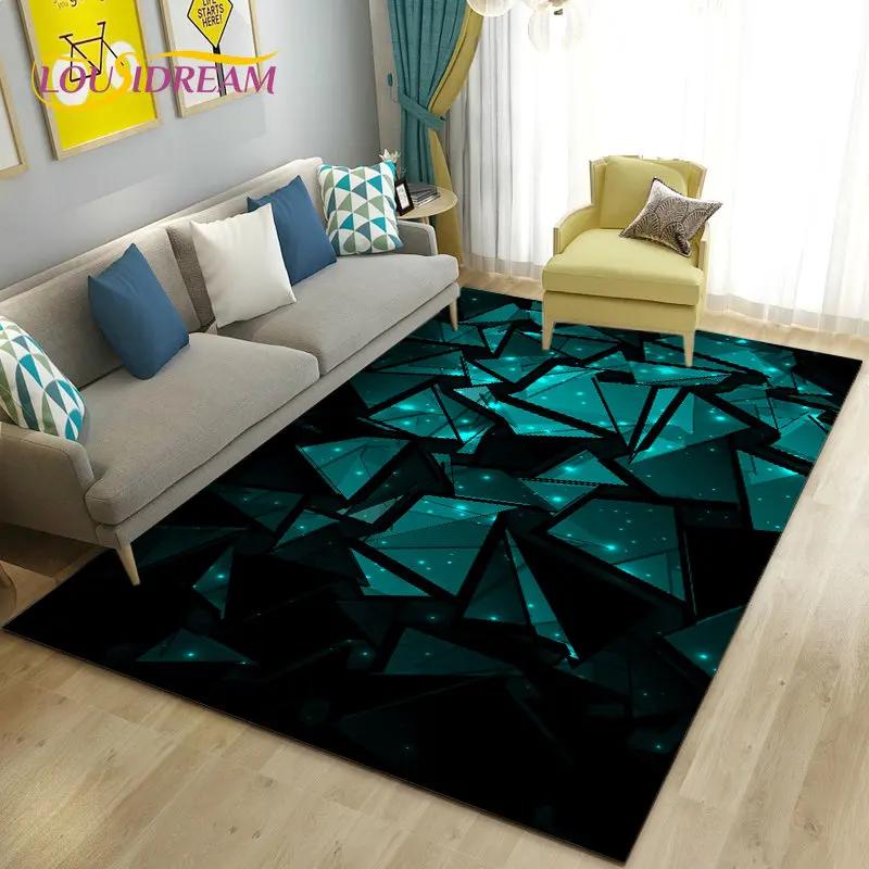 3D Abstract Geometric Optical Area Rug,Carpet Rug for Living Room Bedroom Sofa Doormat Kitchen Decoration,Kid Non-slip Floor Mat