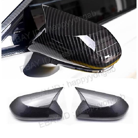 Rearview Side Mirror Cover Trim Carbon Fiber Look Horn For 18-25 Toyota Camry