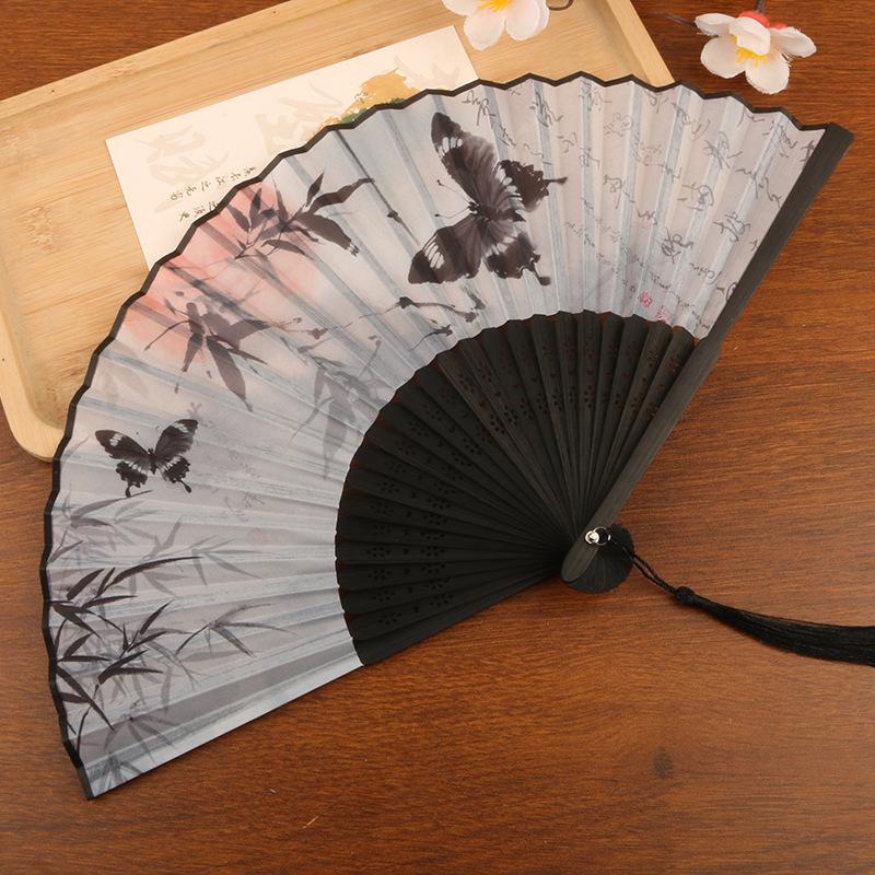 Vintage Silk Folding Fan Classical Chinese Japanese Dancing Fans Hand Fan Crafts Gifts Dance Decorative Performance Props Gift