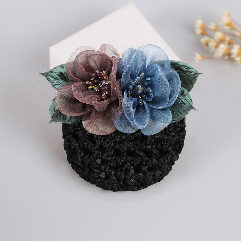 

Flower Nurses Bank Staff Hair Accessories Women Hairpin Flower Bun Net Snood Korean Style Headdress фиолетовый