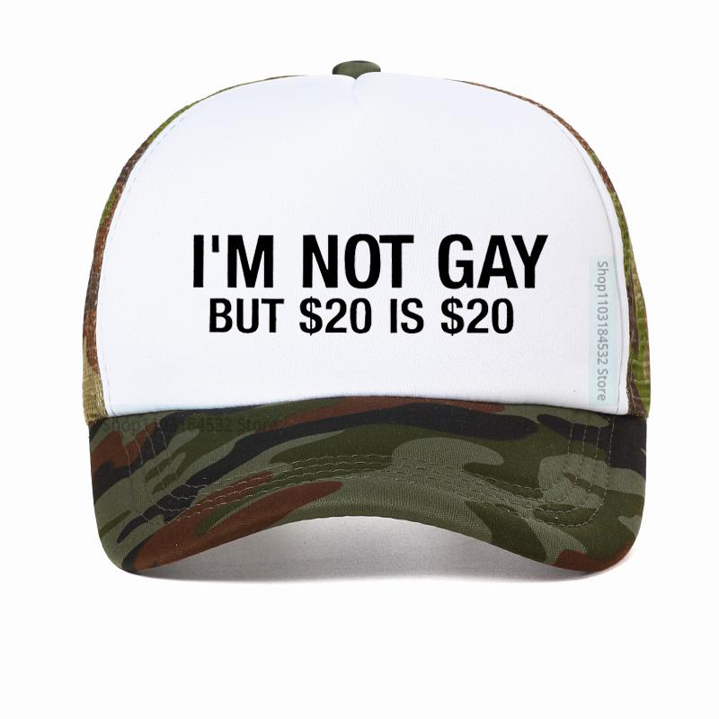 I'M Not Gay But 20 Is 20 Funny Baseball Cap Unisex Fashion Adjustable Hip Hop Summer Mesh Breathable Snapback Hat