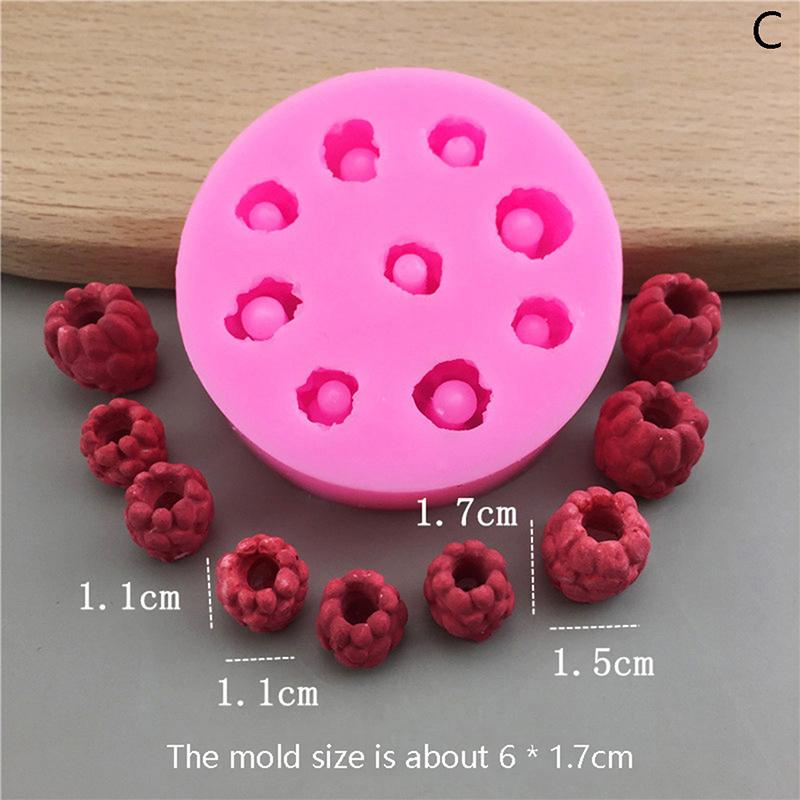 1 pieza Molde de silicona 3D Arándano Frambuesa Diy Simulación Fruta Molde Fondant