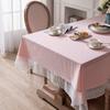 Solid Color Lace Edge Table Cover French Retro Style Cotton Tablecloth For Kitchen Dining Room Party Holiday Tabletop Decoration