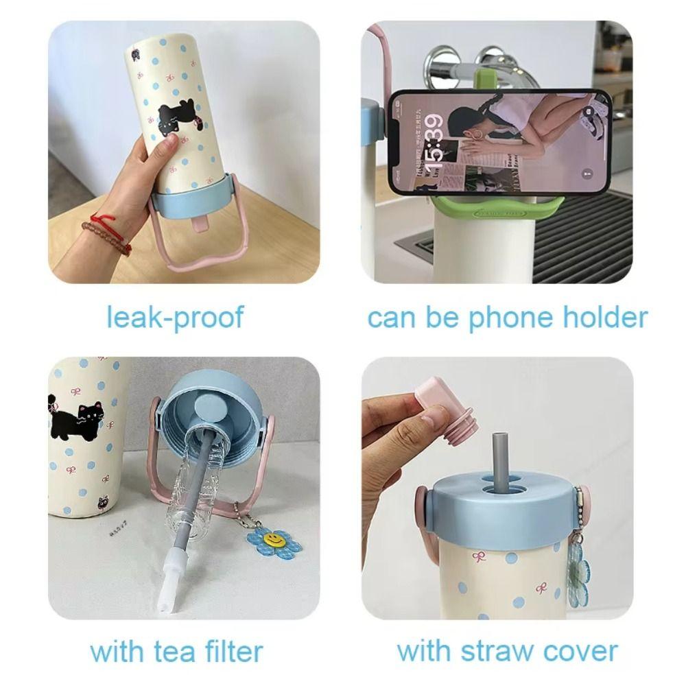 600ML Vacuum Cup With Pendant Insulated Cup Cute Thermal Water Bottle  for Boys and Girls