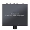 Vrttlkkfe RCA Estéreo Bidirecional Áudio 1 Saída ou 4 Saídas Jack Som Seletor Switcher de Áudio RCA de 4 Vias, Switch, 1 Entrada/4 Entradas/1 Canal L/R,