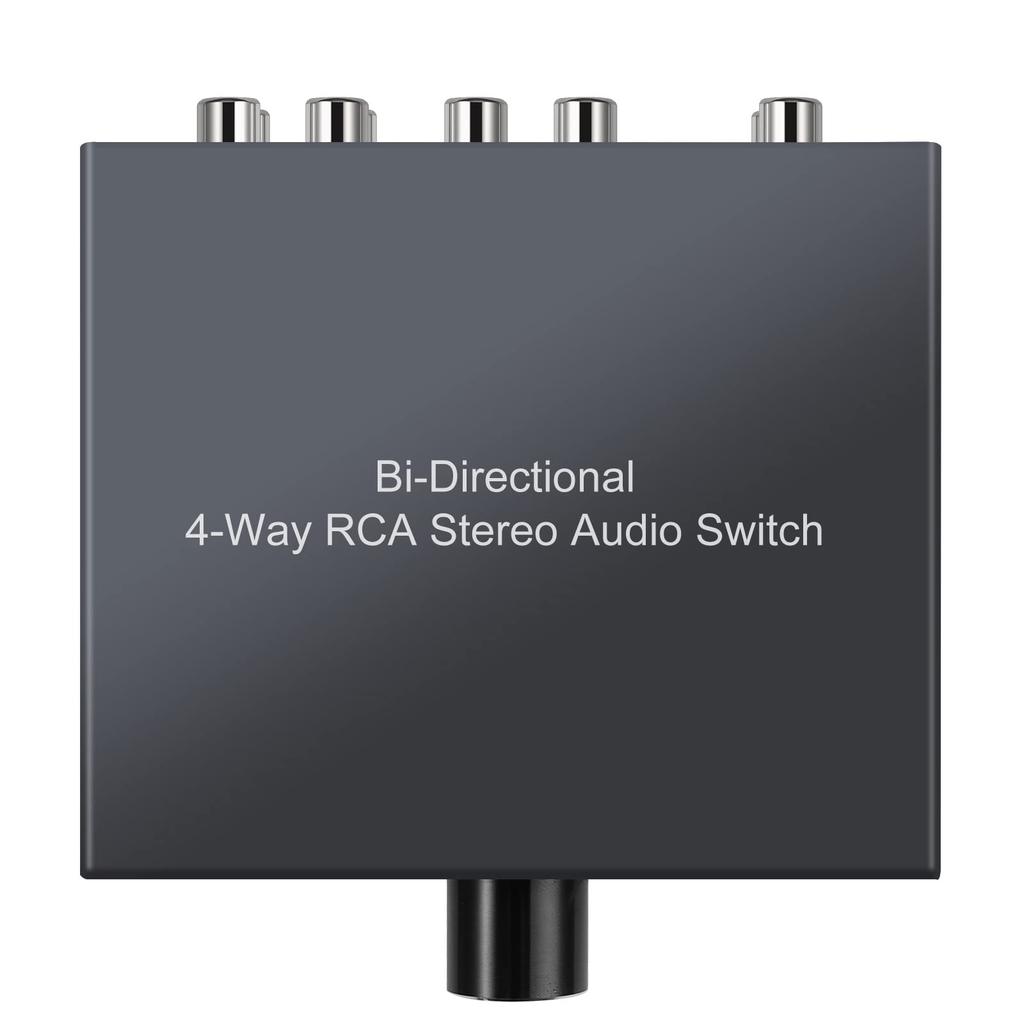 Vrttlkkfe RCA Estéreo Bidirecional Áudio 1 Saída ou 4 Saídas Jack Som Seletor Switcher de Áudio RCA de 4 Vias, Switch, 1 Entrada/4 Entradas/1 Canal L/R,