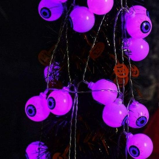 LED Halloween Ghost Eye String Lights - Flashing Eyeball Battery Decor