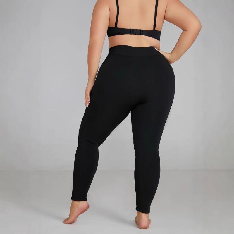 New Trade Large Size Leggings Winter Seamless Integrated Fleece Thickened Nine-Point Pants