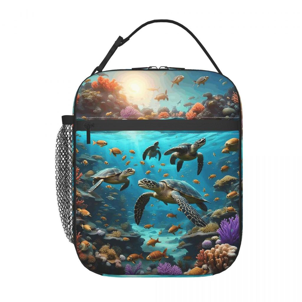Schildkröte schwimmt im Meer Ozean Isolierte Lunchtasche für Kinder Schule Kühltasche Thermische Lebensmittelbox Tragetasche Auslaufsicherer Lunchboxen Behälter