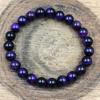Pulseira Elástica de Pedras Naturais Olho de Tigre Estrela Roxa 8mm Feita à Mão com Contas Redondas 7.5" Presente Para Parceiro RBB-84