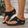 Fashion Woman Slippers Summer Wedge Sandals Leather Non-Slip Slippers Soft Platform Shoes Flip Flops Orthopedic Sandals Slides Women