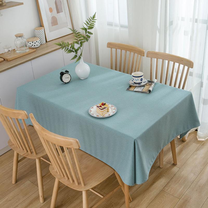 Thick Plain Cotton Linen Tablecloth Modern Simple Large Conference Dining Table Cover Solid Color 90*90cm небесно-голубой
