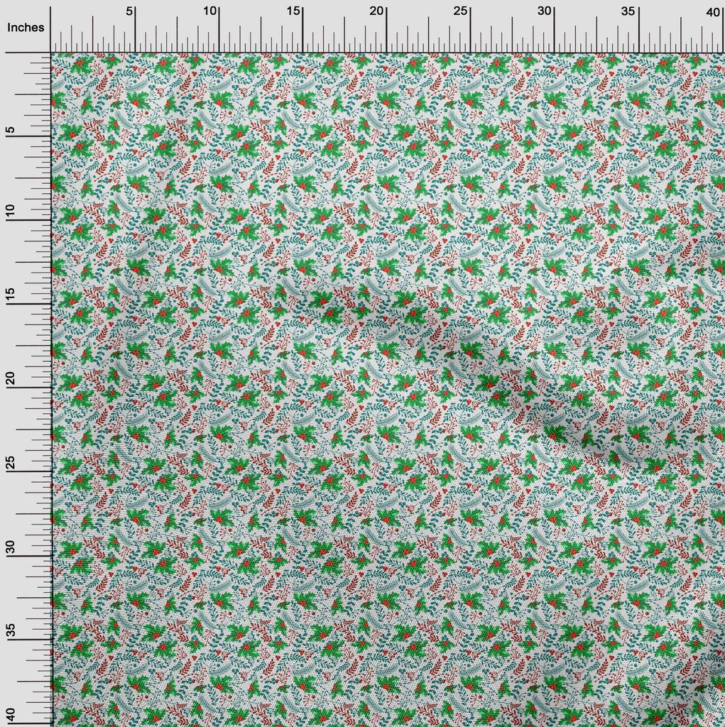 oneOone Cotton Flex White Fabric Merry Christmas Craft Projects Decor Fabric Printed By The Yard 40 Inch