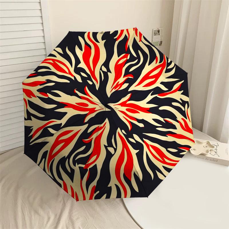 

1PC Flames Pattern Umbrella-8-Rib Reinforced Portable Folding Travel Suitable for All Seasons Outdoor Daily Use Is an Ideal Choice -K0330