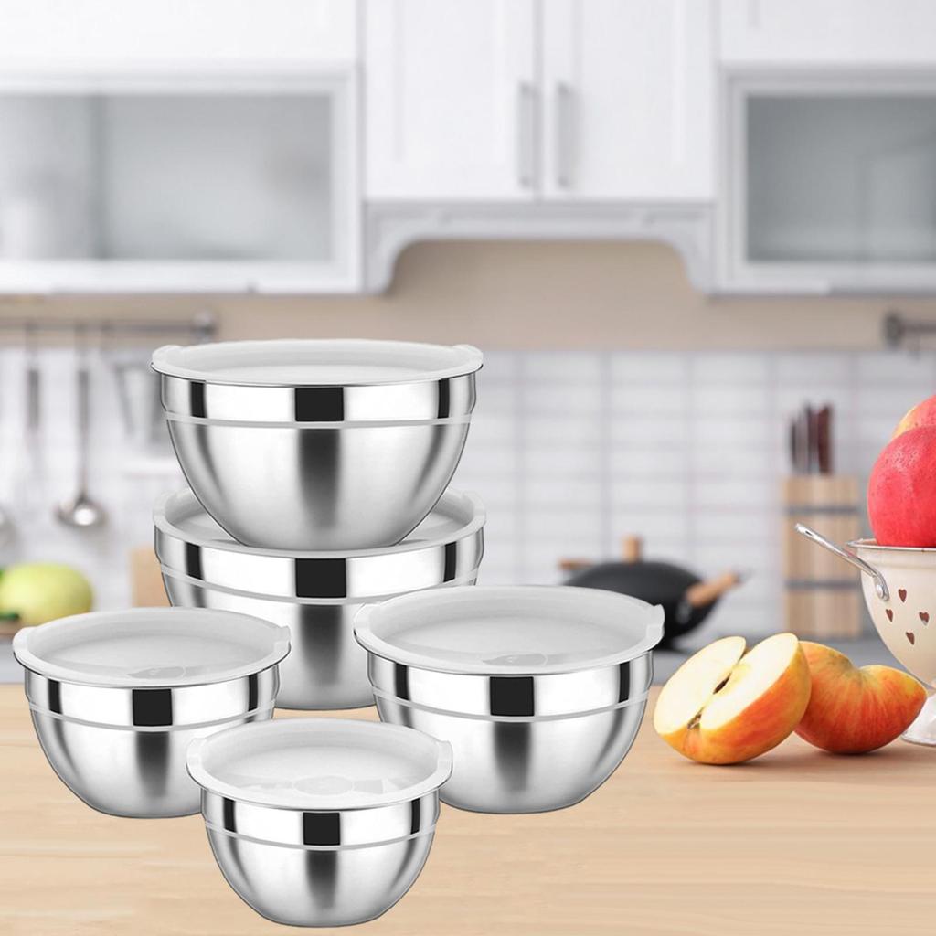 Stainless Steel Mixing Bowls with Lids Set Nesting Mixing Bowl Home Sturdy Food Storage Organizers Dishwasher Bowl Set Dining