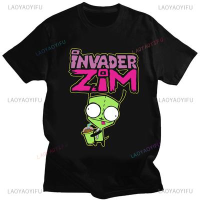 Cute Cartoon Invader Zim Invader Gir Graphic Tshirt  Zim Image Cotton T Shirt Unisex Retro Tee Shirt Fashion Shirt Streetwear Tops