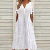 Wish Fashion Casual Loose High Waist Embroidered Solid Color Dress Tide