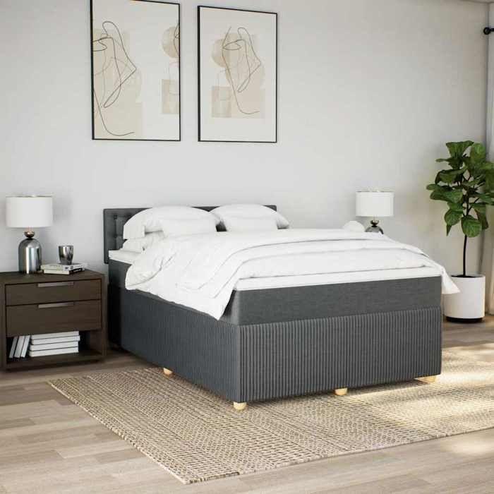 VidaXL Slatted Bed Base with Mattress Dark Grey 160x200cm Fabric 3287522