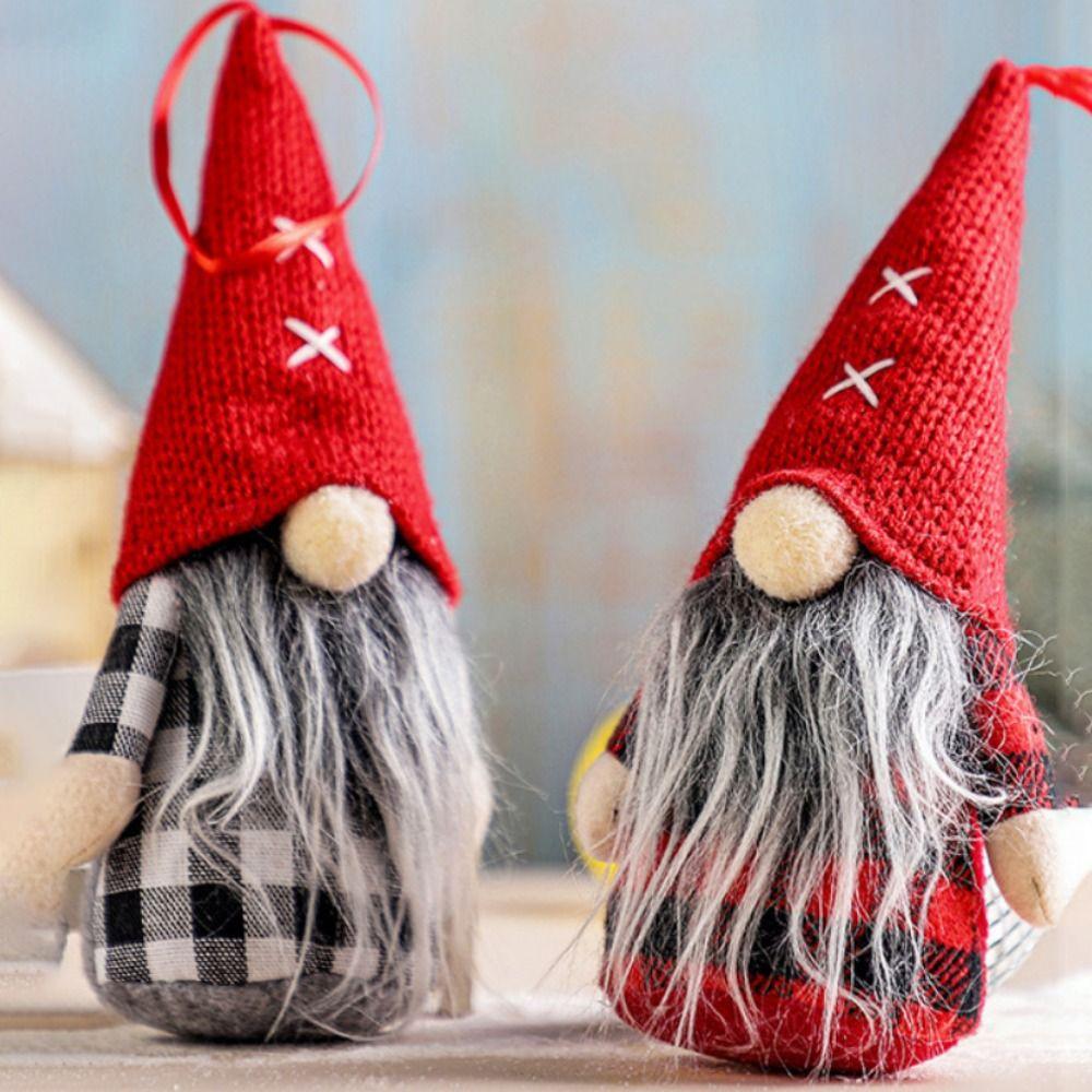 2 Pcs DIY Plush Gnomes Small Gnomes Figurine Nordic Christmas Faceless Rudolph  Xmas Decor