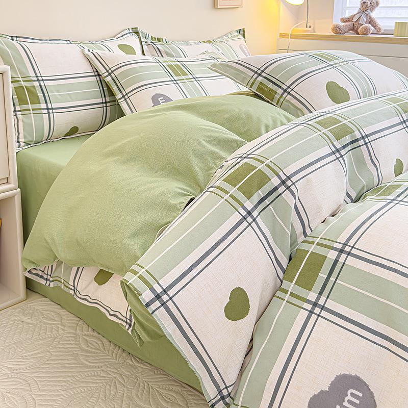 Bedding Four-piece Set Printed Washed Sheets Quilt Cover Pillowcase Set
