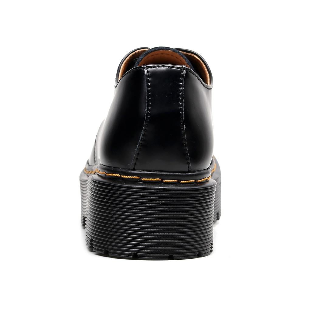 Thick-soled holes, small leather shoes, low-top, genuine leather British round head, casual student muffin bottom, short boots.