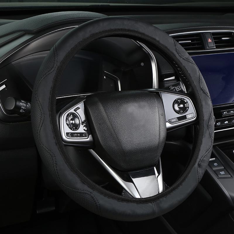 Pinhole Texture Elastic Steering Wheel Cover - Simple, Breathable, and Ringless Design.