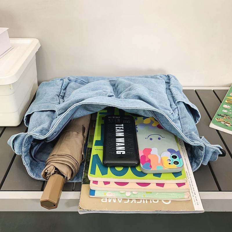 Denim Messenger Bag Women's Large Capacity Shoulder Bag Student Class Bag