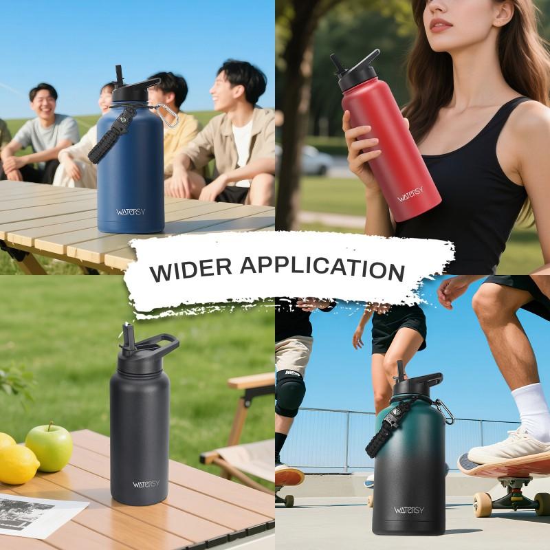 40oz Stainless Steel Insulated Travel Mug With Handle Loop Outdoor Sports Camping Office