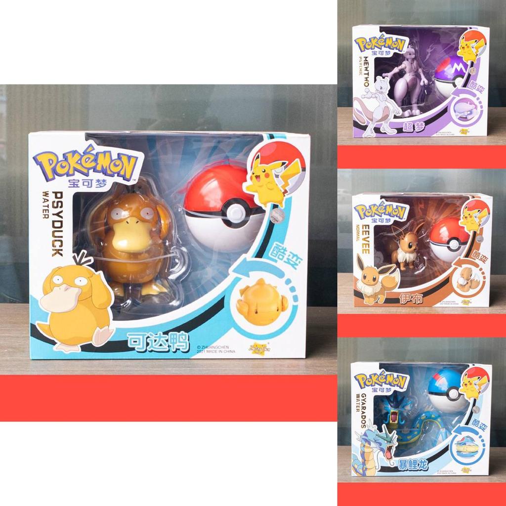 Bunte Pikachu Mewtu Evoli Enton Verwandlungsspielzeuge für Jungen