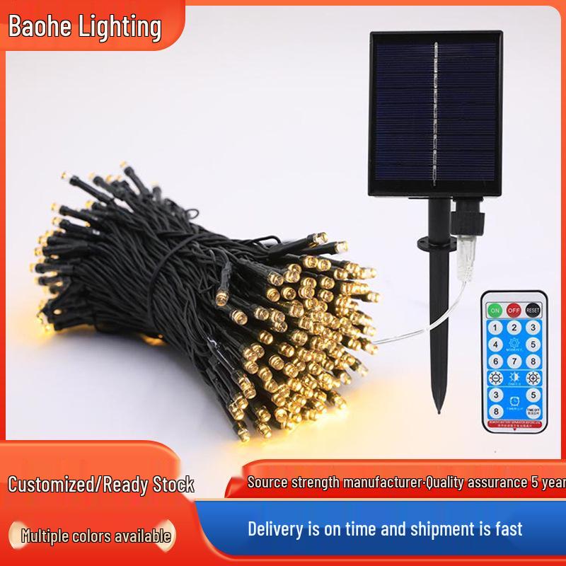 Waterproof LED Solar Christmas String Lights - 8 Modes for Outdoor Patio Holiday Decoration