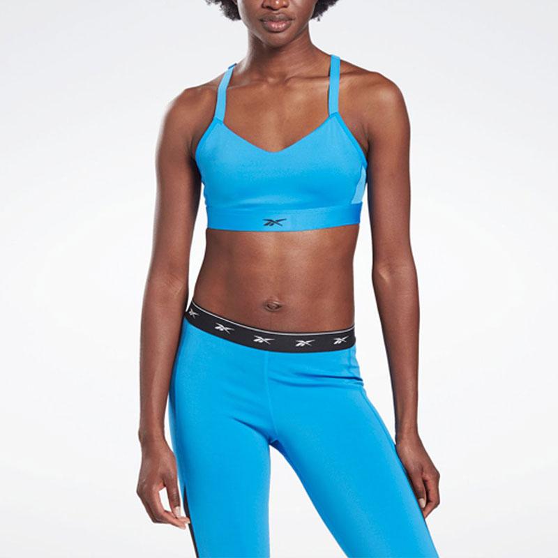 Reebok S Hero Strappy Padded Bra Color Block Medium Support Breathable Training Sports Bra Women Underwear Blue FU2482