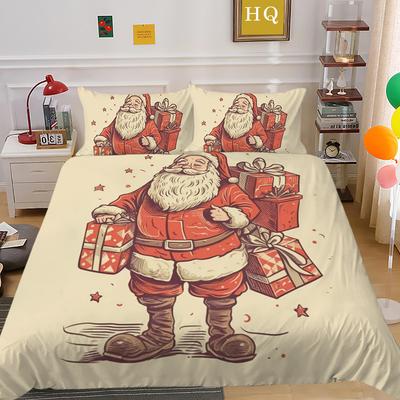 Kerstman 3D Geprint Polyester Kussensloop Dekbedovertrek Twee- of Driedelige Set