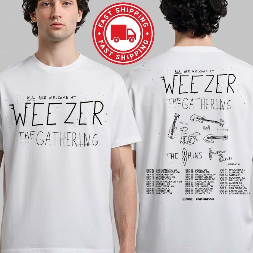 Weezer The Gathering Tour 2026 TShirt North America Dates 2Sided Tee S