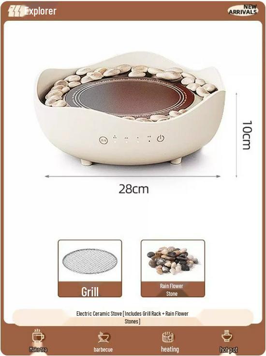 Explorer Campfire Tea & Fireplace Set: Complete Utensils with Electric Ceramic Stove