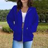 Women's Casual Solid Color Long Sleeve Zippered Hooded Sweatshirt Fashion Top