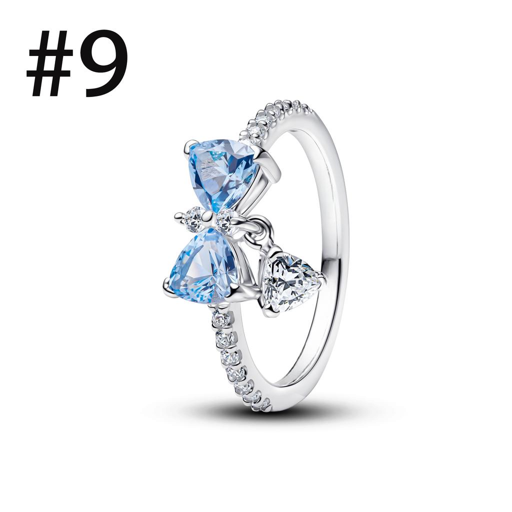 Luxury Original 925 Silver Heart-shaped Bow Flower Ring Fit Women's High-end Jewelry Parties Valentine's Day Gifts