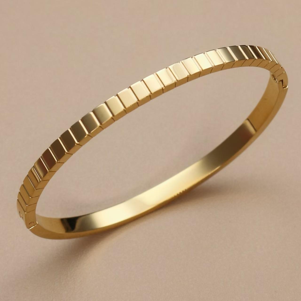C8 Inlay Square Small Coloured Zircon Stainless Steel Gold Color Stacking Bracelet, Cubic Zircon Design Women s Jewellery Bangle