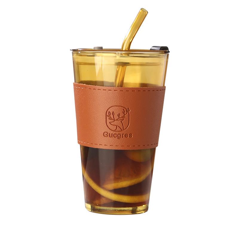 High Appearance Level Deer Cup Glass Water Cup Bamboo Joint Cup Coffee Beverage Straw Cup
