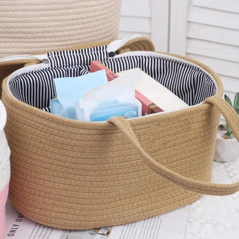 Cotton Thread Rope Diaper Storage Basket Large Capacity Baby Diaper Bag Home Living Room