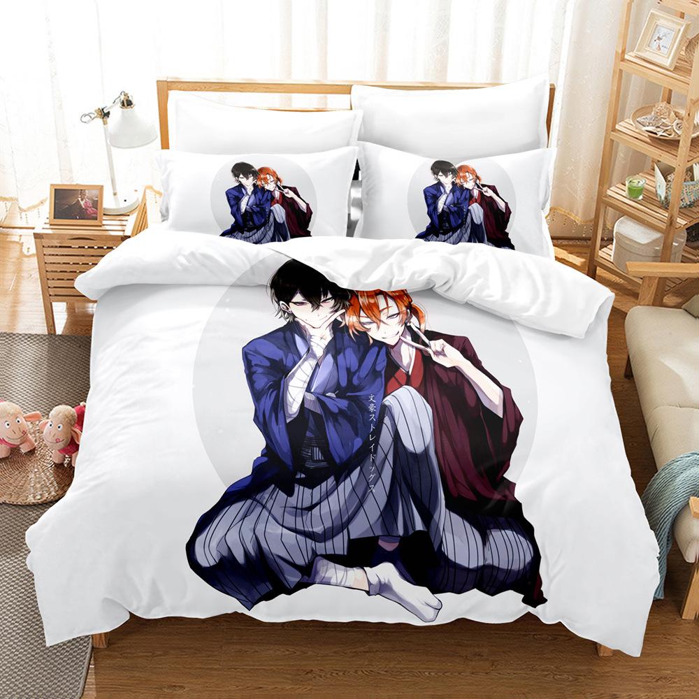 Anime Bungo Stray Dogs Quilt Cover Set,Kids Boys Duvet Cover,Queen/King/Full/Twin Size,Soft Printed Bedding Set with Pillowcases