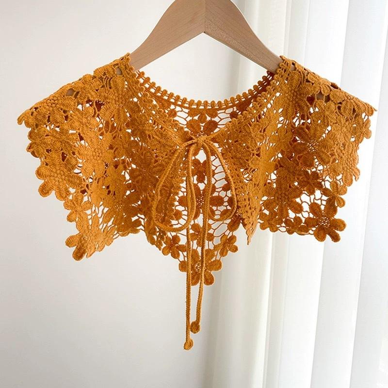 

Retro Mini Cape Shawl Wrap Decoration Neck Ruff Lace Fabric Neckline Detachable Lapel Half Shirt Fake Collar