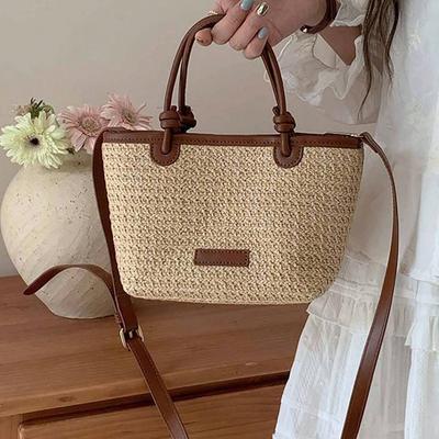 Nový Sladký Styl Pletená Sláma Módní Ins Styl Trendy Dámská Taška Taška přes Rameno Crossbody Taška Ratanová Výplet